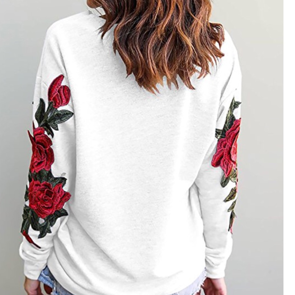 women off shoulder long sleeve sweatshirt - Picture 2 of 8